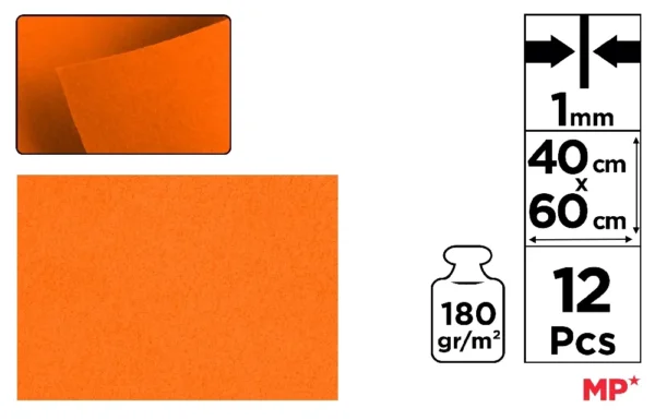 FELTRO 40 x 60 cm COR LARANJA