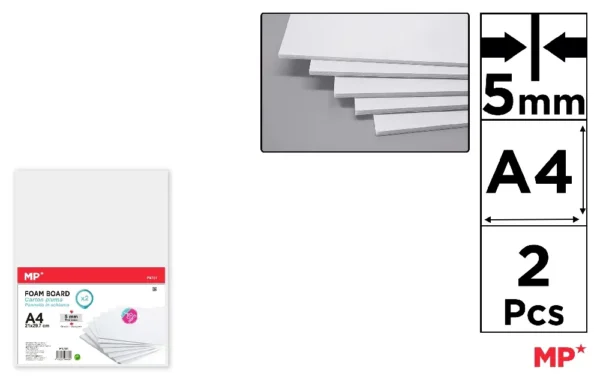 FOAMBOARD A4 BRANCO 5 mm 2 unid.