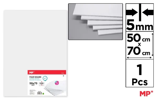 FOAMBOARD 50 x 70 cm BRANCO 5 mm