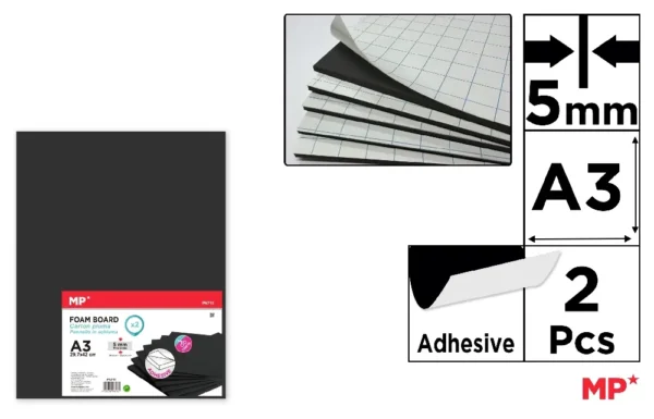 FOAMBOARD A3 ADESIVO PRETO 5 mm 2 unid.