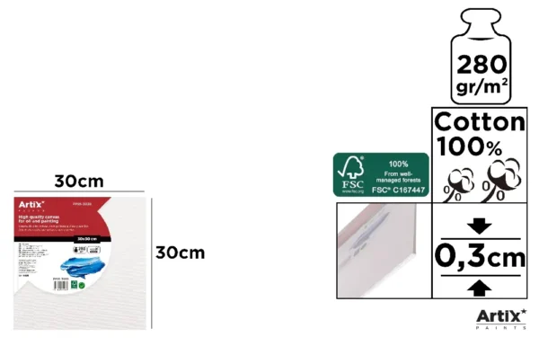 PLACA DE TELA 30 x 30 x 0,3 cm 280 g/m²