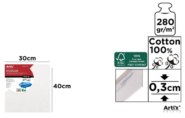 PLACA DE TELA 30 x 40 x 0,3 cm 280 g/m²