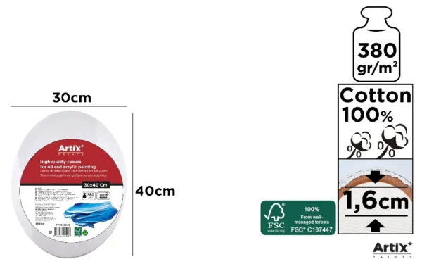 TELA OVAL 30 x 40 x 1.6 cm 380 g/m²