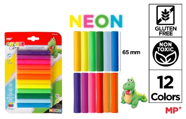 PLASTICINA 12 BARS 140GR NEON