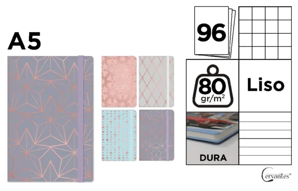 CADERNO CAPA PAUTADA A5 LISO NO INTERIOR
