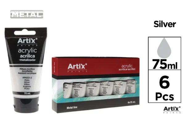 TUBO DE TINTA ACRÍLICA 75 ml PRATA METÁL