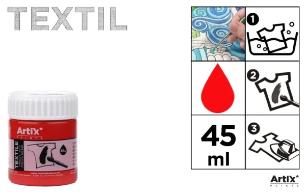 TINTA TÊXTIL VERMELHA 45 ml