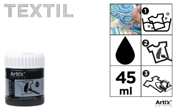TINTA TÊXTIL PRETA 45 ml