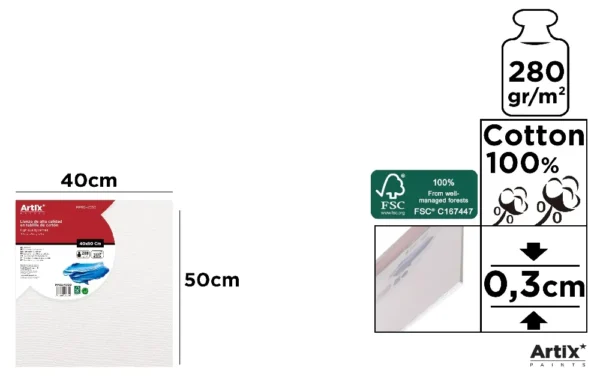 PLACA DE TELA 40 x 50 x 0,3 cm 280 g/m²