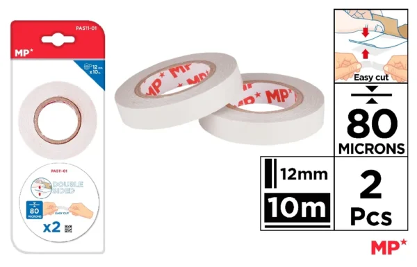 FITA ADESIVA DUPLA FACE 80 MICRONS 12 mm
