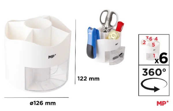 PORTA-LÁPIS ROTATIVO COM GAVETA 126X122M