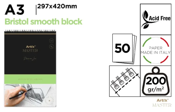 BLOCO DE DESENHO BRISTOL 200 g A3 50 FOL