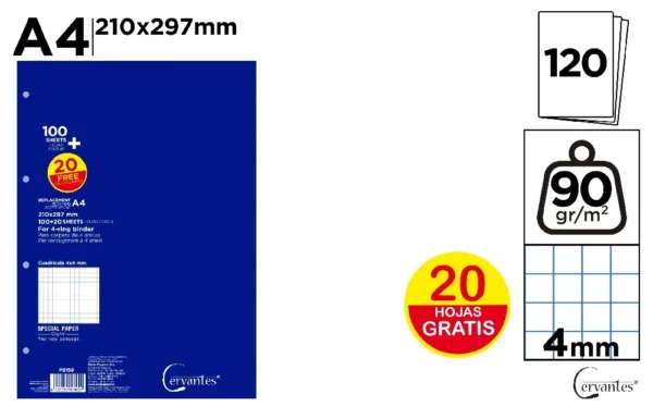 RECARGAS A4 90 g 120 FOLHAS 4 FUROS