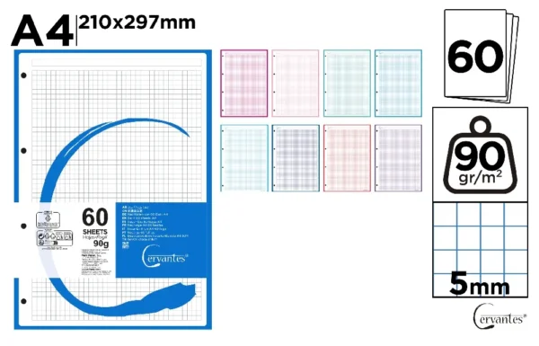 RECARGA A4 GRELHA 5 x 5 mm COLOR 90 g 60