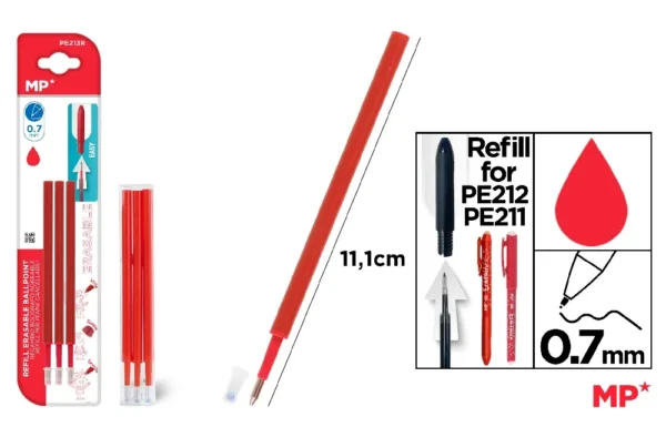 RECARGA PARA CANETA VERMELHOS 3 unid.