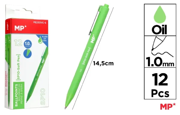 CANETA DE TINTA DE ÓLEO 1,0 mm VERDE CLA
