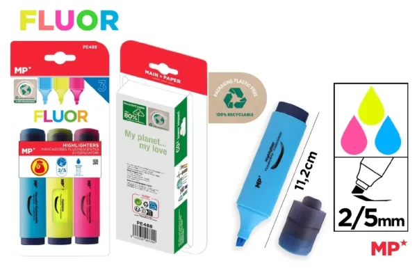 MARCADOR FLUORESCENTE 3 Pcs. PACOTE DE P
