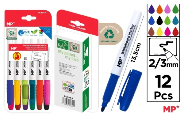 MARCADOR DE QUADRO NEGRO 12 PCS. CORES V