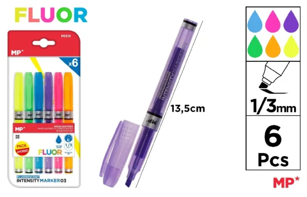 MARCADOR FLUORESCENTE 6 unidades PACOTE