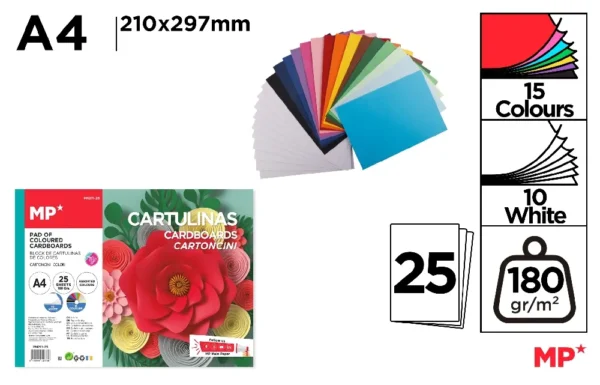 BLOCO COLORIDO A4 25 FOLHAS 180 g
