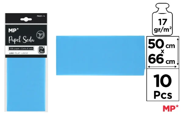 PAPEL DE LENÇO AZUL TURQUESA 50 x 66 cm