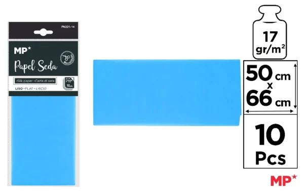 PAPEL DE LENÇO AZUL 50 x 66 cm 10 Unid.