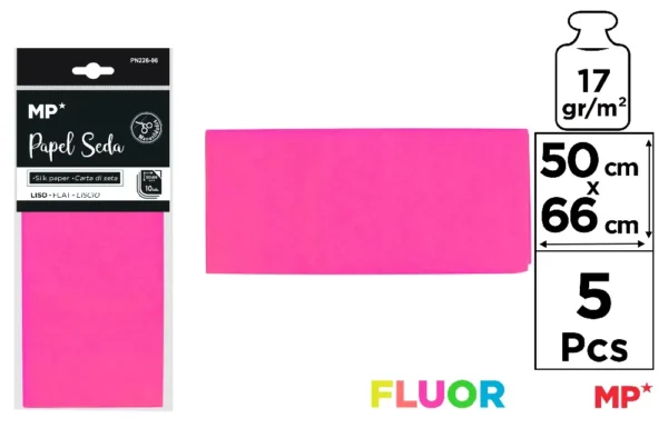 PAPEL DE LENÇO FLUORESCENTE ROSA 50 x 66
