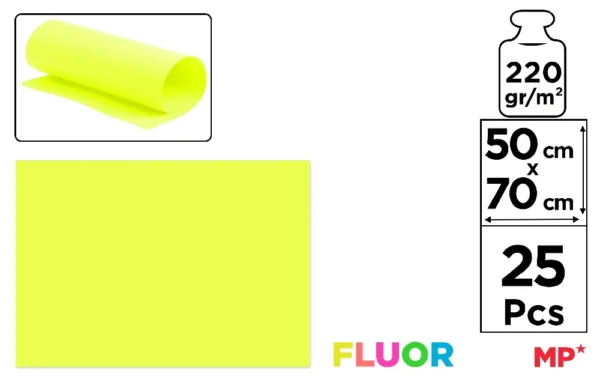 CARTÃO FLUORESCENTE AMARELO 50 x 70 cm