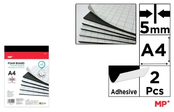 FOAMBOARD A4 ADESIVO PRETO 5 mm 2 unid.
