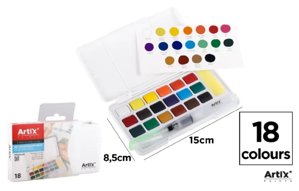 TINTA SÓLIDA PARA AGUARELA 18 CORES.