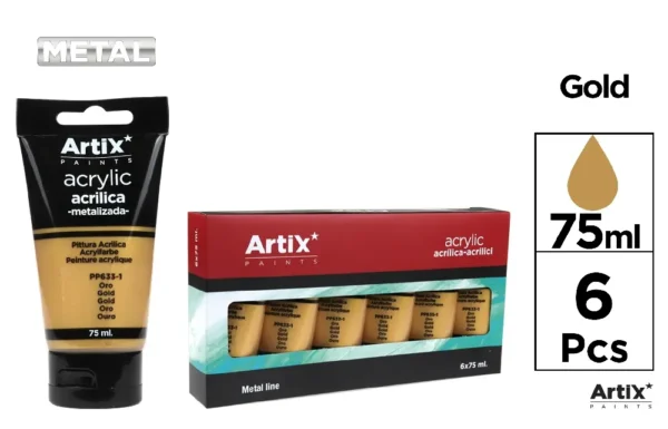 TUBO DE TINTA ACRÍLICA 75 ml OURO METÁLI