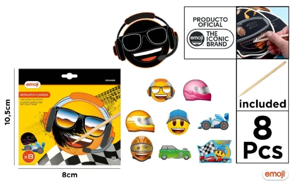 RASPADINHA 15X15CM 8UDS EMOJI