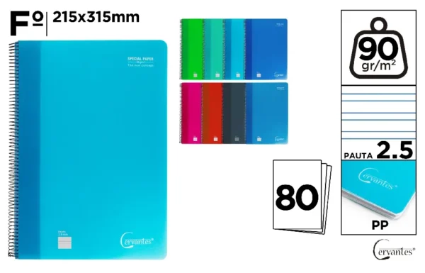 CADERNO ESPIRAL Fº 80 FOLHAS 90 g. DIRET