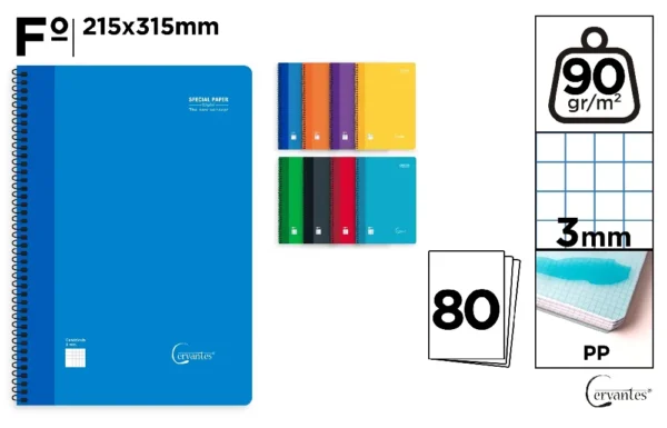 CADERNO Fº 3 x 3 mm 80 FOLHAS PP