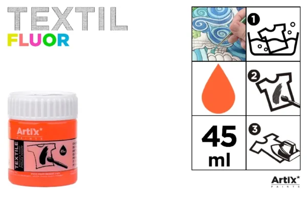 TINTA TÊXTIL NEON LARANJA 45 ml