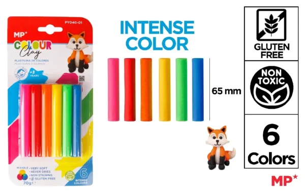 MASSA DE MODELAR 6 PAUS 70GR CORES.