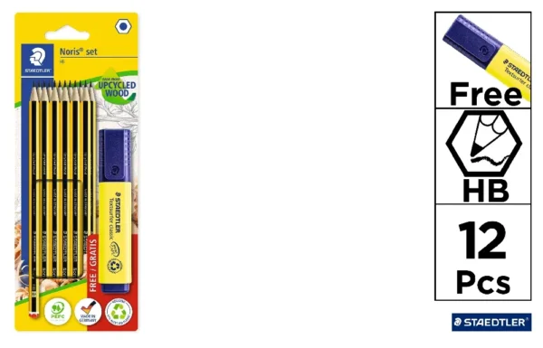 12 lapiceros Noris 120-2+rotulador fluo