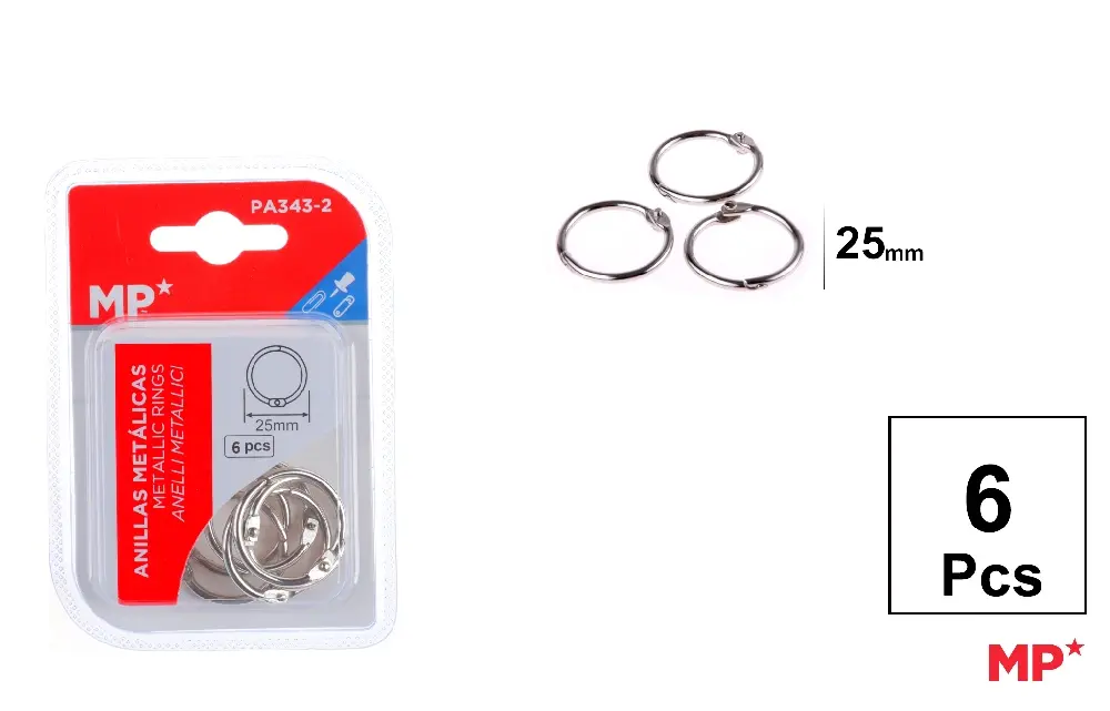 ANÉIS DE METAL 25 mm 6 Unid.