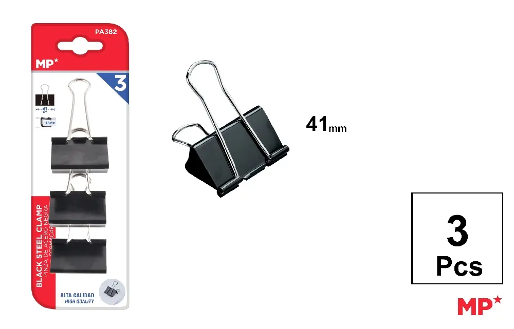 CLIPE DE AÇO PRETO 3 unid.