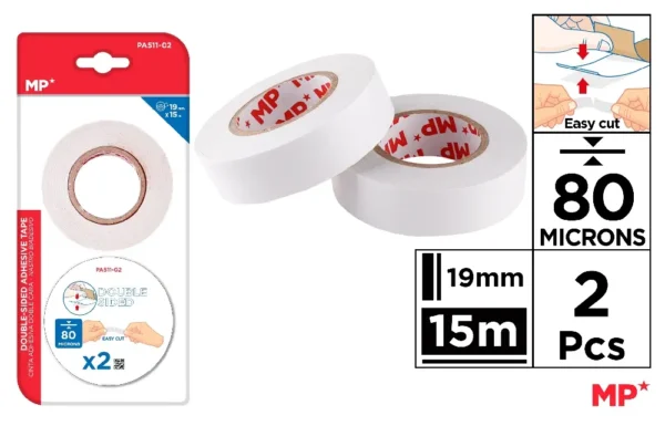 FITA ADESIVA DUPLA FACE 80 MICRONS 19 mm