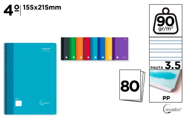 CADERNO DE PAPEL REGULADO 3,5 mm 80 FOLH