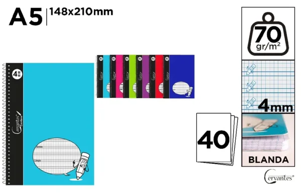 CADERNO BÁSICO 40 FOLHAS 4 mm 70 g