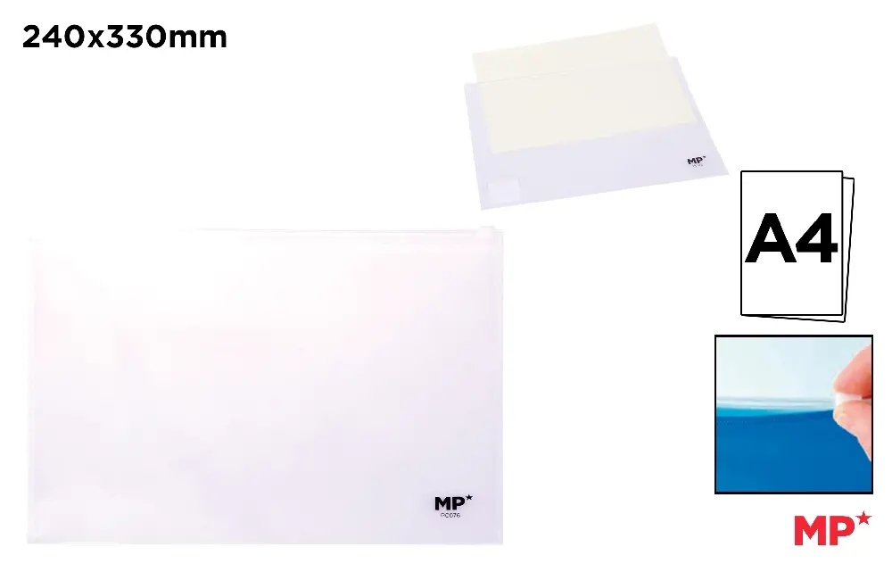 PASTA ZIP A4 TRANSPARENTE