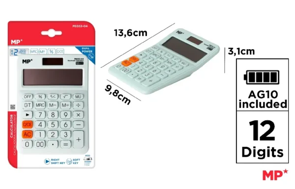 CALCULADORA SOLAR E PILHAS VERDE.