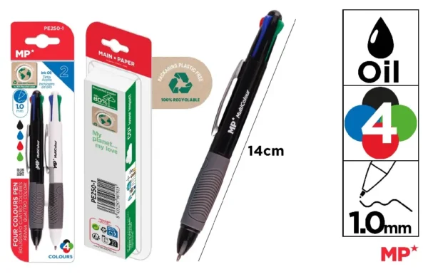 CANETA ESFEROGRÁFICA 4 CORES 1.0 mm 2 UN
