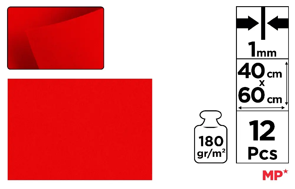 FELTRO 40 x 60 cm COR VERMELHA