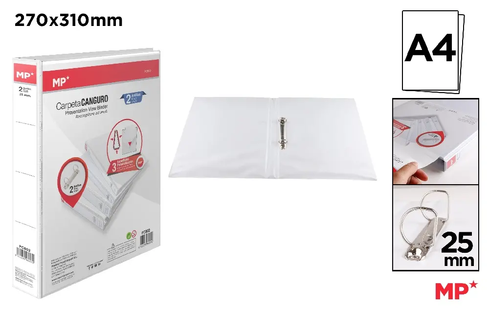 PASTA CANGURU BRANCA 2 ANÉIS 25 mm