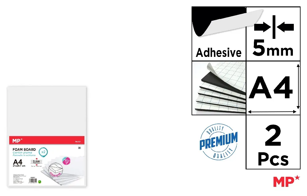 A4 FOAMBOARD ADESIVO BRANCO 5 mm 2 unid.