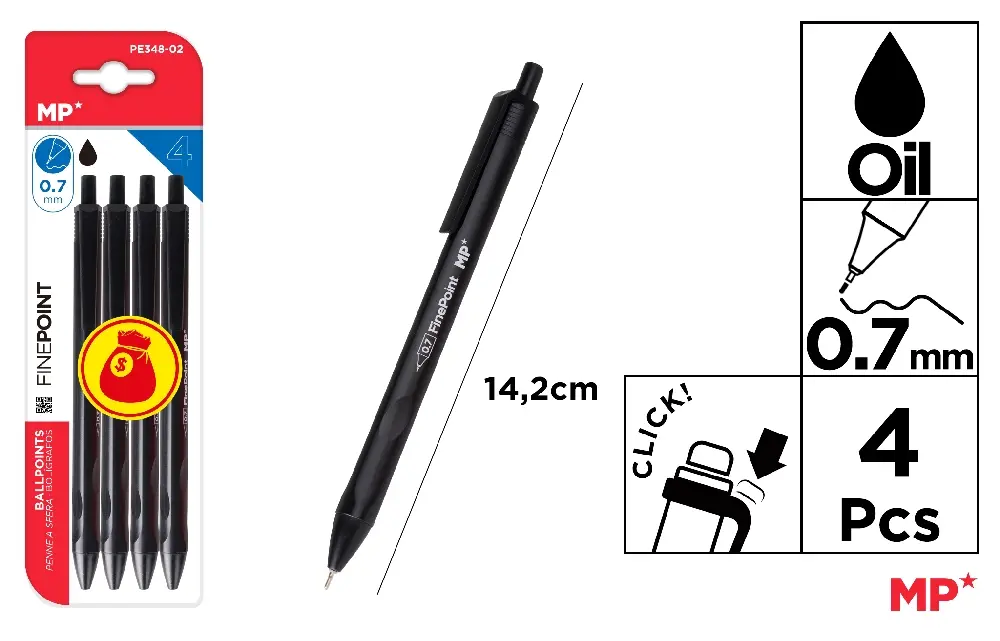 CANETA DE TINTA DE ÓLEO 0.7 mm PRETA