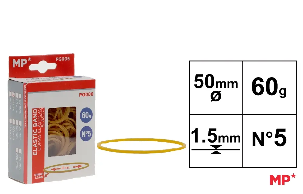 BANDAS ELÁSTICAS 60 g 50 x 1,5 mm